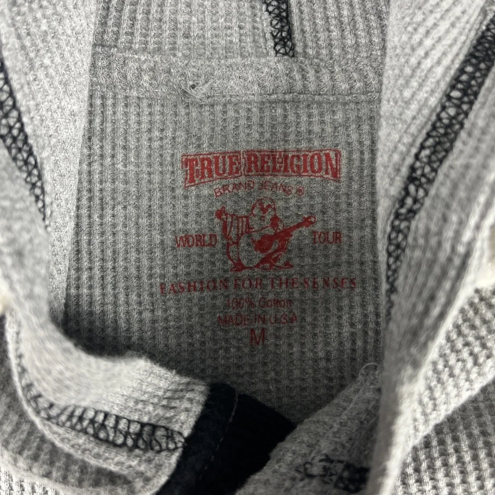 True Religion Hoodie Men's‎ Medium Gray Full Zip Sweatshirt